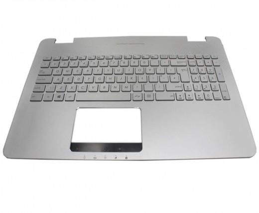 Tastatura Asus 90NB07F1-R30US0 argintie cu Palmrest argintiu iluminata backlit. Keyboard Asus 90NB07F1-R30US0 argintie cu Palmrest argintiu. Tastaturi laptop Asus 90NB07F1-R30US0 argintie cu Palmrest argintiu. Tastatura notebook Asus 90NB07F1-R30US0 argintie cu Palmrest argintiu