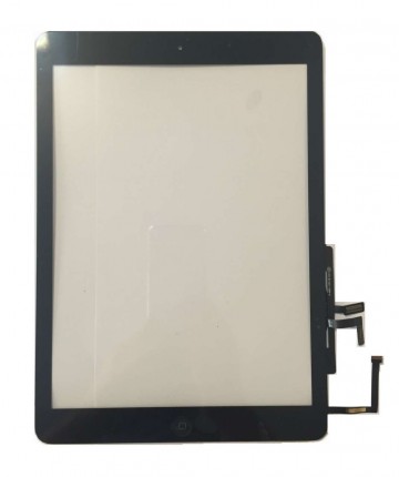 Digitizer Touchscreen Apple iPad Air A1475 A1474 cu buton home si adeziv Negru. Geam Sticla Tableta Apple iPad Air A1475 A1474 cu buton home si adeziv Negru
