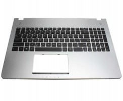 Tastatura Asus  2HNJ8KA0380 neagra cu Palmrest argintiu iluminata backlit. Keyboard Asus  2HNJ8KA0380 neagra cu Palmrest argintiu. Tastaturi laptop Asus  2HNJ8KA0380 neagra cu Palmrest argintiu. Tastatura notebook Asus  2HNJ8KA0380 neagra cu Palmrest argintiu