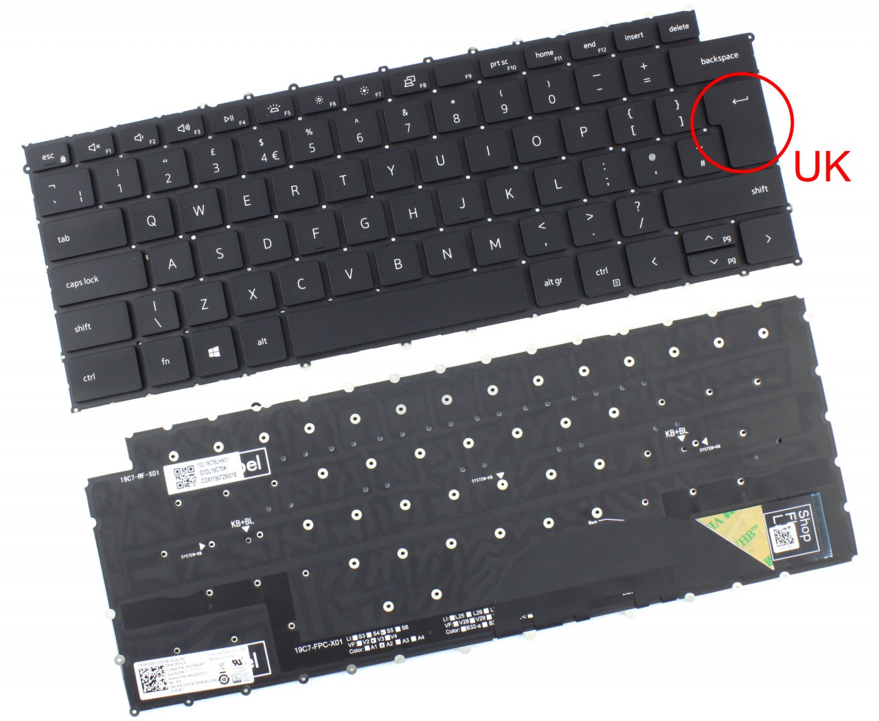 Tastatura Dell LK132SH2A00 iluminata layout UK fara rama enter mare Dell imagine 2022