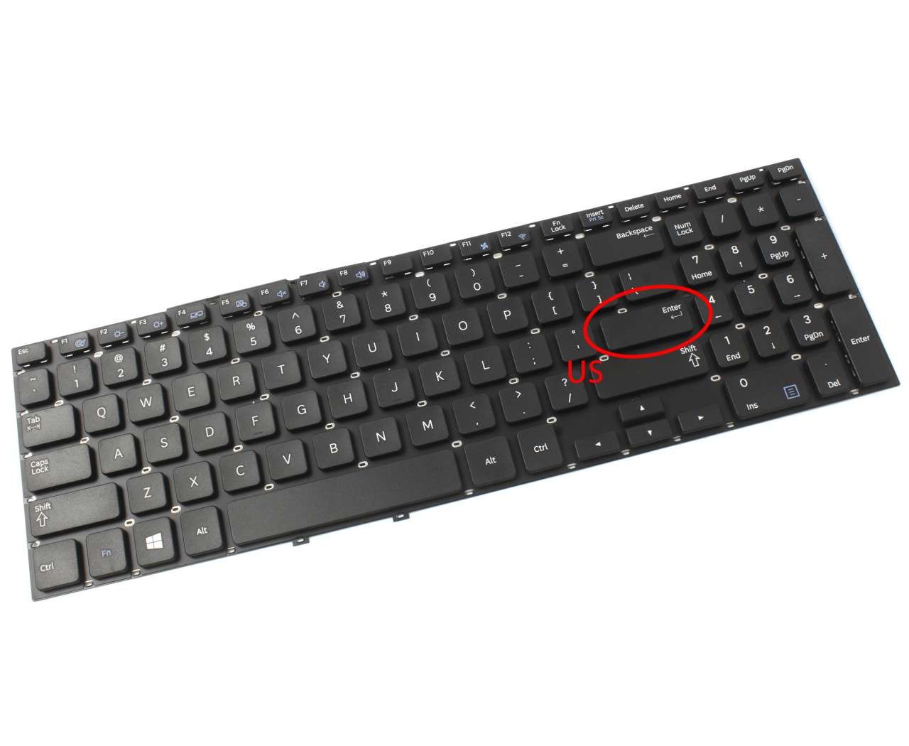 Tastatura neagra Samsung NP355V5C layout US fara rama enter mic enter