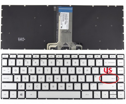 Tastatura HP Pavilion X360 14-CD Argintie iluminata. Keyboard HP Pavilion X360 14-CD. Tastaturi laptop HP Pavilion X360 14-CD. Tastatura notebook HP Pavilion X360 14-CD