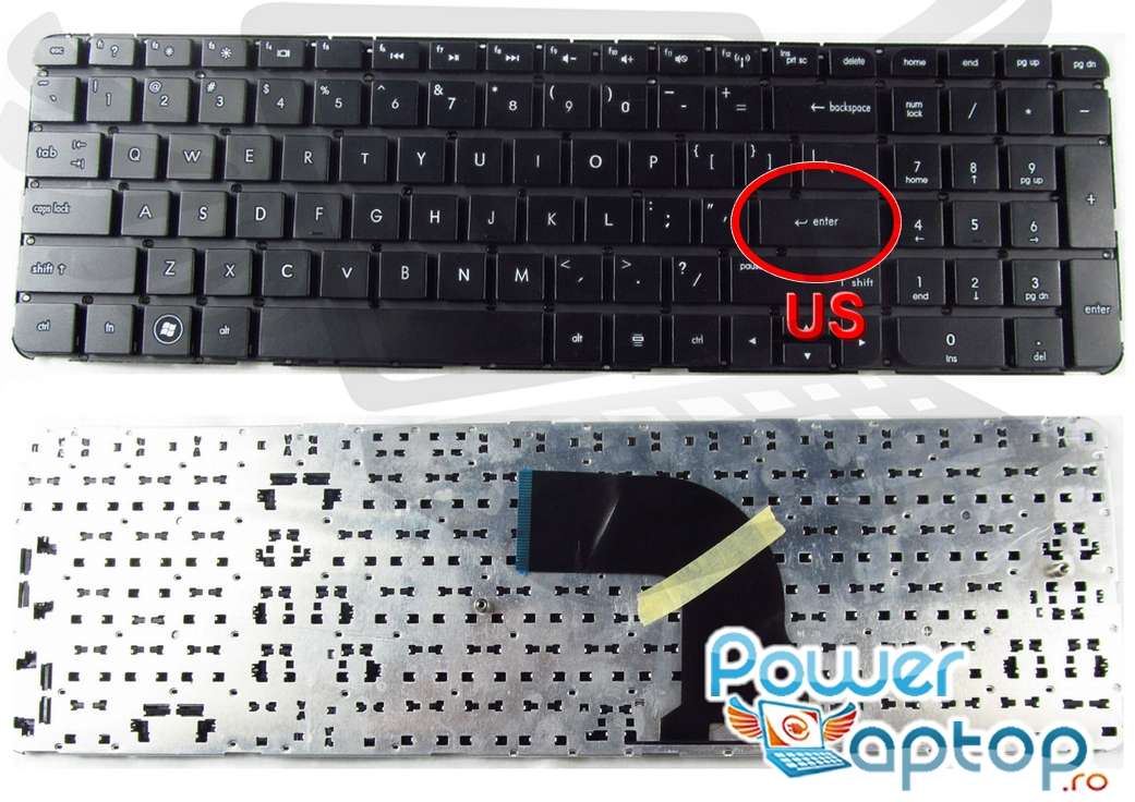 Tastatura HP Pavilion DV7 7000 layout US fara rama enter mic 7000