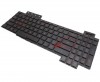 Tastatura Asus TUF Gaming FX80GM neagra cu iluminare rosie pe marginea tastelor iluminata. Keyboard Asus TUF Gaming FX80GM. Tastaturi laptop Asus TUF Gaming FX80GM. Tastatura notebook Asus TUF Gaming FX80GM