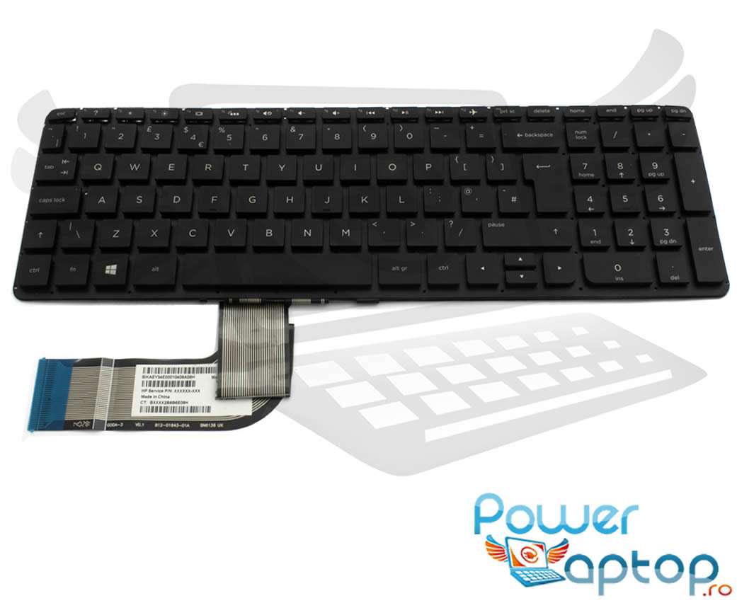 Tastatura HP Pavilion 15 p200 iluminata layout UK fara rama enter mare
