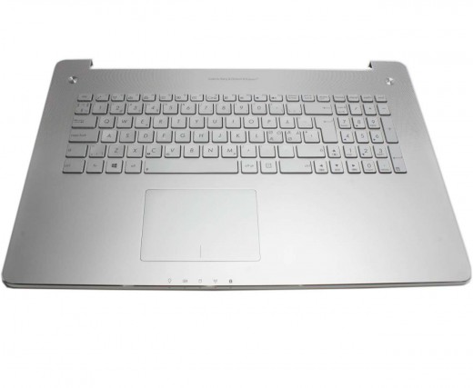 Tastatura Asus  N750JK argintie cu Palmrest argintiu iluminata backlit. Keyboard Asus  N750JK argintie cu Palmrest argintiu. Tastaturi laptop Asus  N750JK argintie cu Palmrest argintiu. Tastatura notebook Asus  N750JK argintie cu Palmrest argintiu