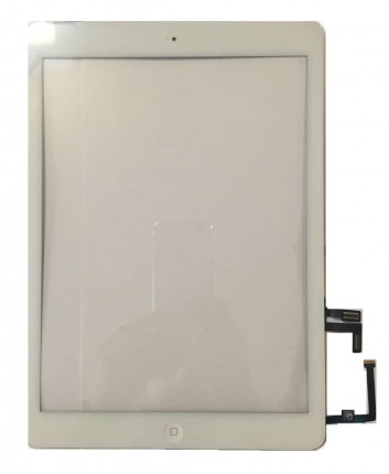 Digitizer Touchscreen Apple iPad Air A1475 A1474 cu buton home si adeziv Alb. Geam Sticla Tableta Apple iPad Air A1475 A1474 cu buton home si adeziv Alb