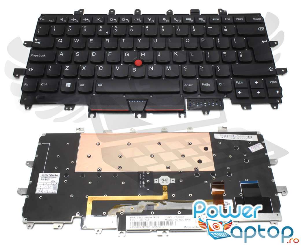 Tastatura Lenovo SN20K74706AA iluminata layout UK fara rama enter mare imagine 2021 IBM Lenovo