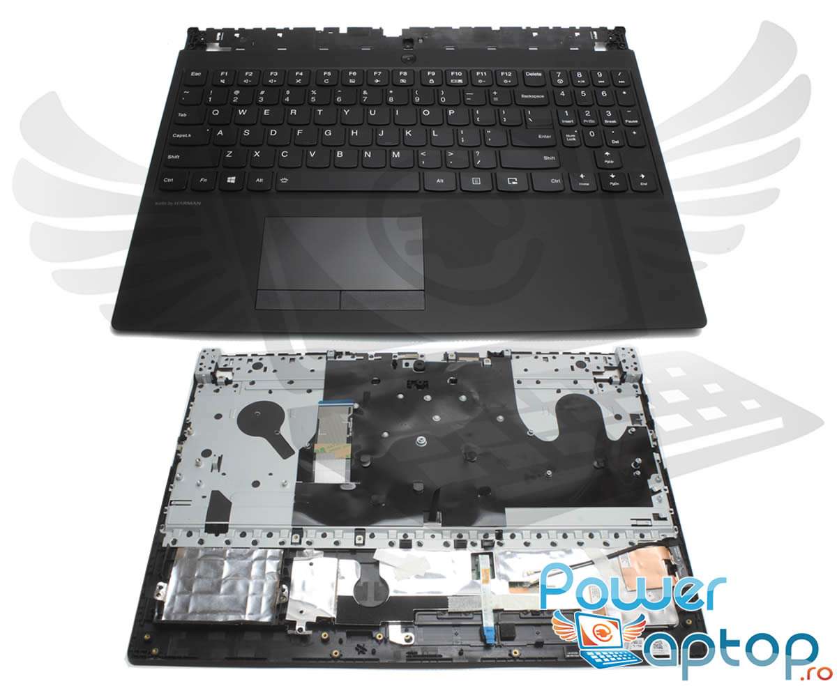 Tastatura Lenovo 5CB0R40174 neagra cu Palmrest si TouchPad negru iluminata backlit 5CB0R40174 imagine Black Friday 2021