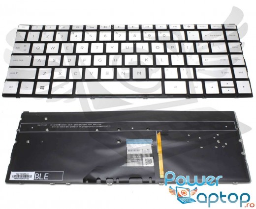 Tastatura HP Pavilion 13-AN argintie iluminata backlit. Keyboard HP Pavilion 13-AN argintie. Tastaturi laptop HP Pavilion 13-AN argintie. Tastatura notebook HP Pavilion 13-AN argintie