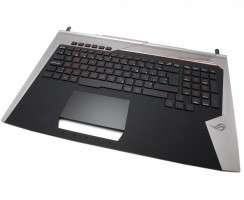 Tastatura Asus G752VSK neagra cu Palmrest Negru Argintiu iluminata backlit. Keyboard Asus G752VSK neagra cu Palmrest Negru Argintiu. Tastaturi laptop Asus G752VSK neagra cu Palmrest Negru Argintiu. Tastatura notebook Asus G752VSK neagra cu Palmrest Negru Argintiu