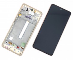 Ansamblu Display LCD + Touchscreen Original Service Pack Samsung Galaxy A53 5G A536 cu Rama Display Original Service Pack Portocaliu Auriu. Ecran + Digitizer Original Service Pack Samsung Galaxy A53 5G A536 cu Rama Display Original Service Pack Portocaliu Auriu