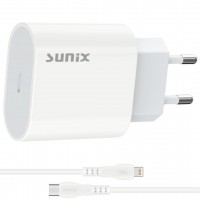Alimentator USB-C 20W PD Fast Charge Sunix Budget cu cablu USB-C inclus