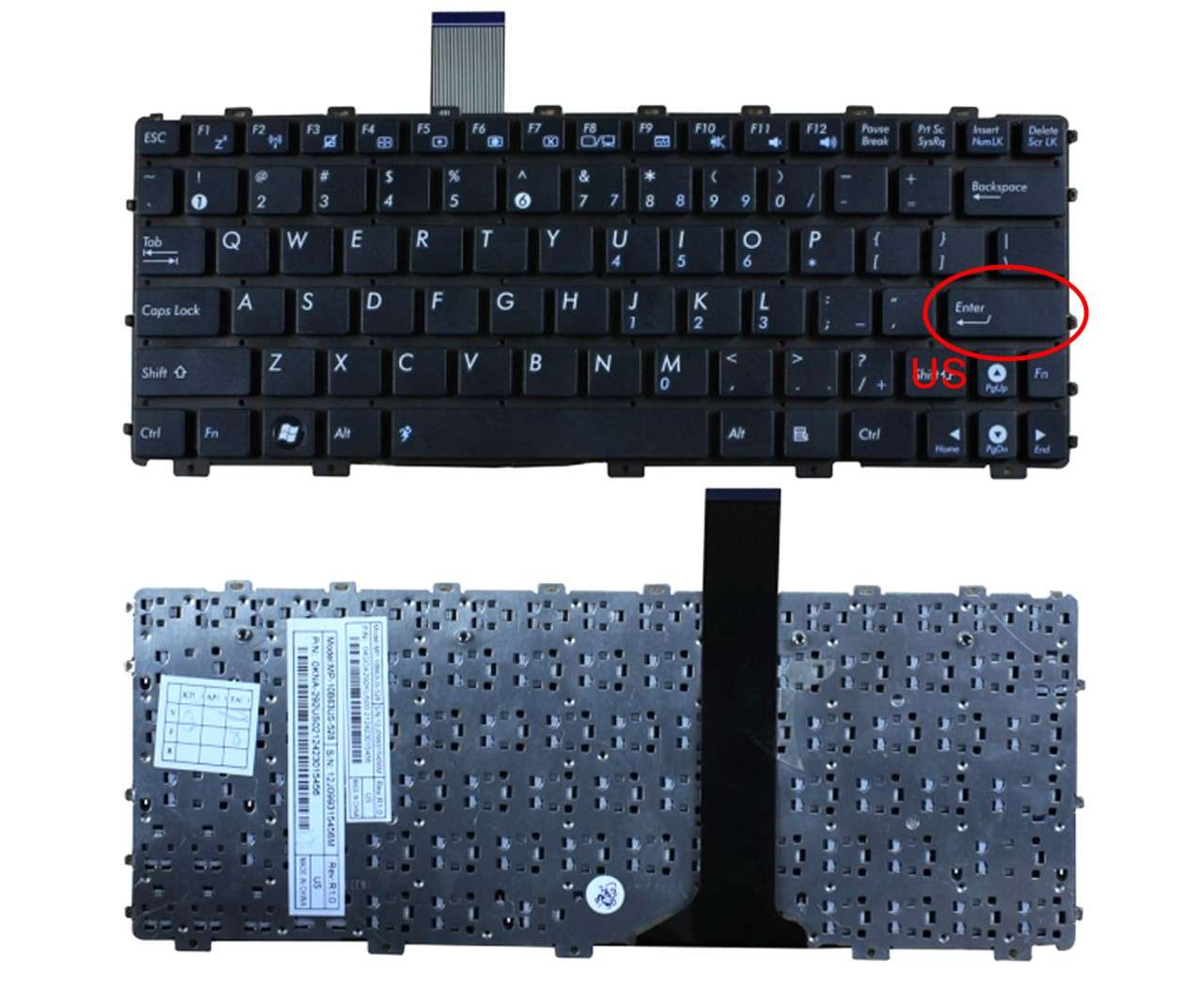 Tastatura Asus Eee PC X101 layout US fara rama enter mic