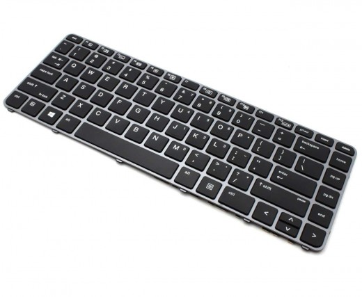 Tastatura HP Folio 1040 G3 Neagra cu Rama Gri iluminata backlit. Keyboard HP Folio 1040 G3 Neagra cu Rama Gri. Tastaturi laptop HP Folio 1040 G3 Neagra cu Rama Gri. Tastatura notebook HP Folio 1040 G3 Neagra cu Rama Gri