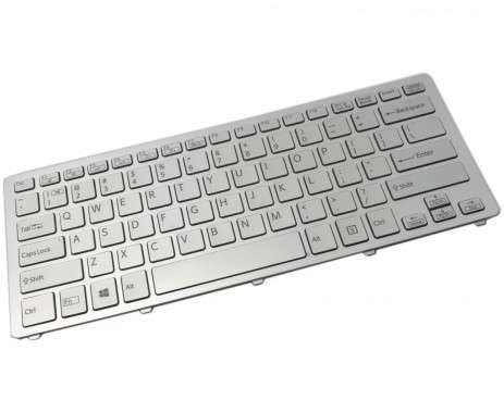 Tastatura Sony D13B06601877 argintie iluminata backlit. Keyboard Sony D13B06601877 argintie. Tastaturi laptop Sony D13B06601877 argintie. Tastatura notebook Sony D13B06601877 argintie