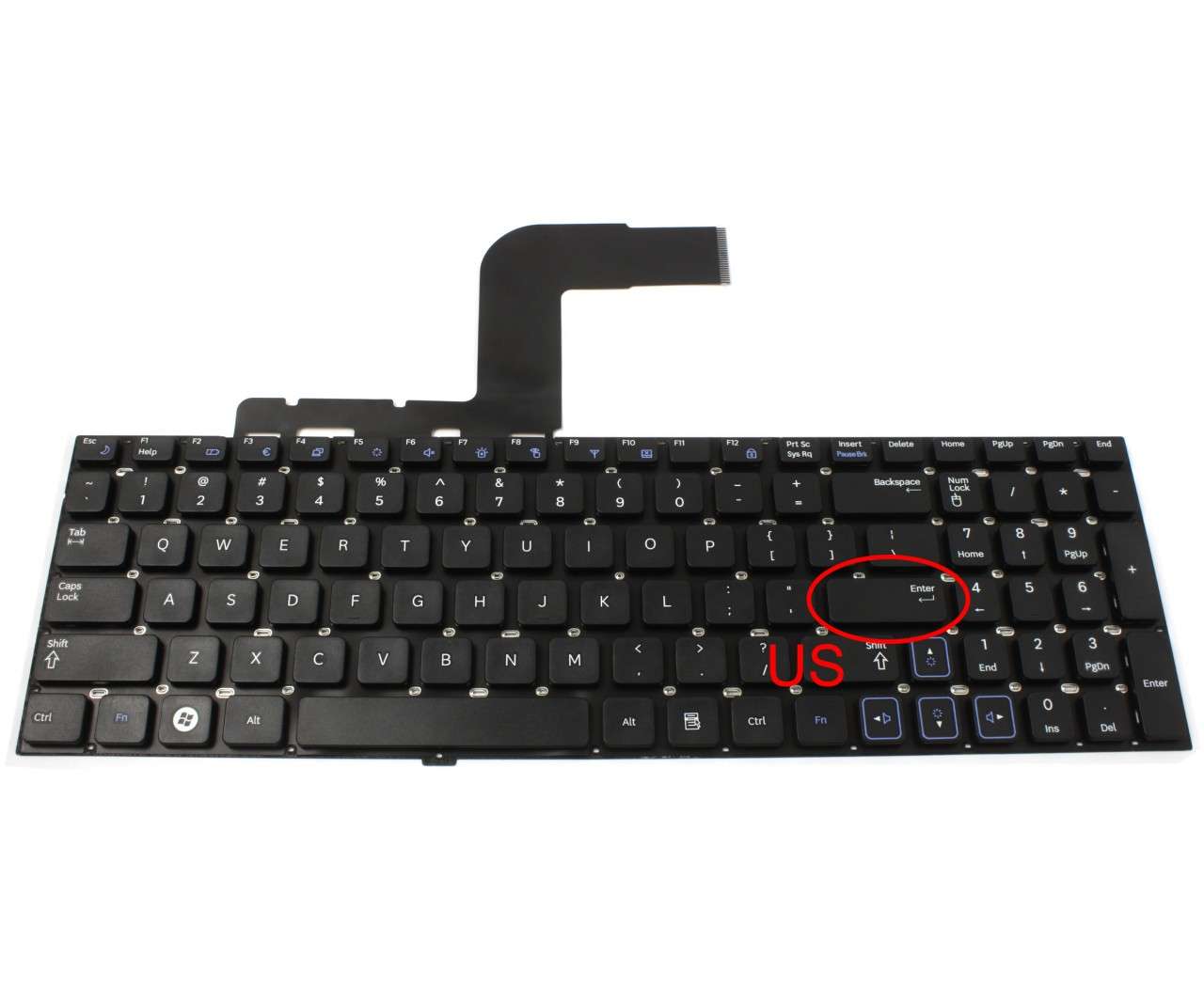 Tastatura Samsung NP RV520 layout US fara rama enter mic enter