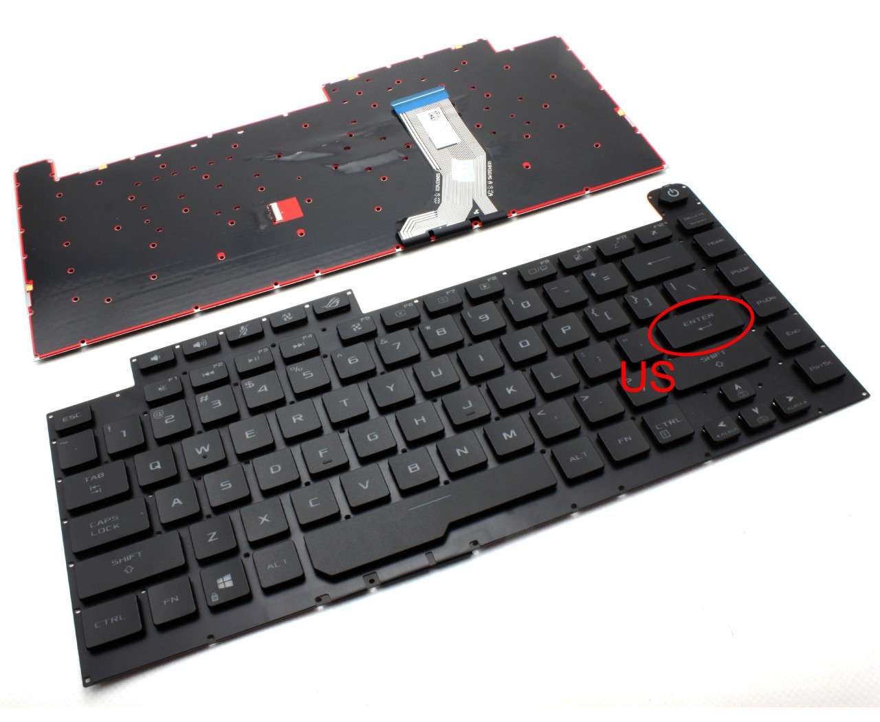 Tastatura Asus ROG STRIX G512LU iluminata layout US fara rama enter mic
