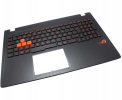 Tastatura Asus Rog GL553 Neagra cu Palmrest Negru iluminata backlit. Keyboard Asus Rog GL553 Neagra cu Palmrest Negru. Tastaturi laptop Asus Rog GL553 Neagra cu Palmrest Negru. Tastatura notebook Asus Rog GL553 Neagra cu Palmrest Negru