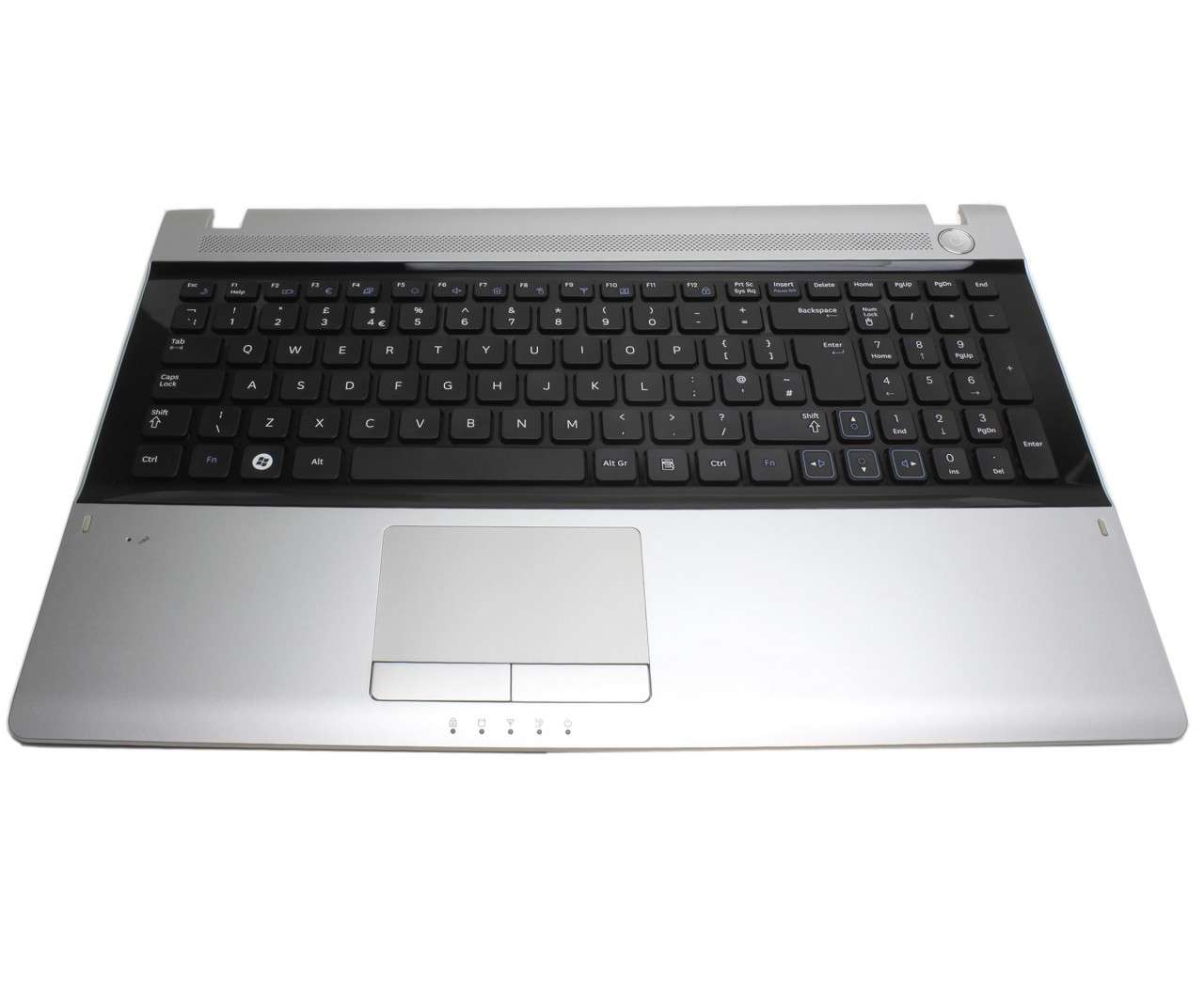Tastatura Samsung NP RV520 neagra cu Palmrest argintiu argintiu