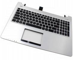 Tastatura Asus  S550 neagra cu Palmrest argintiu. Keyboard Asus  S550 neagra cu Palmrest argintiu. Tastaturi laptop Asus  S550 neagra cu Palmrest argintiu. Tastatura notebook Asus  S550 neagra cu Palmrest argintiu