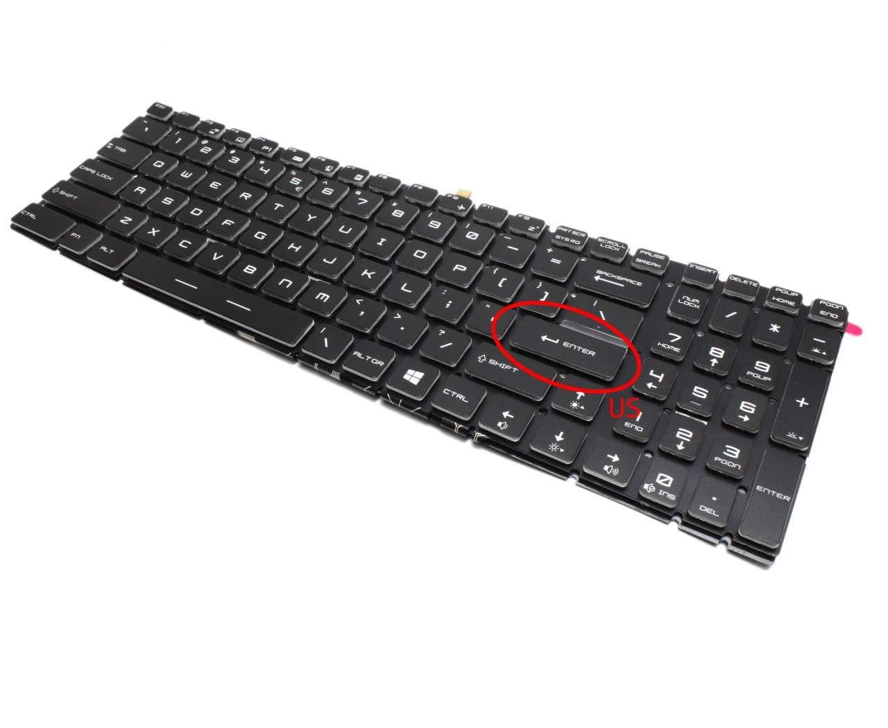 Tastatura MSI GP62 iluminata layout US fara rama enter mic