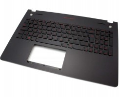 Tastatura Asus  N56VB rosie cu Palmrest negru iluminata backlit. Keyboard Asus  N56VB rosie cu Palmrest negru. Tastaturi laptop Asus  N56VB rosie cu Palmrest negru. Tastatura notebook Asus  N56VB rosie cu Palmrest negru
