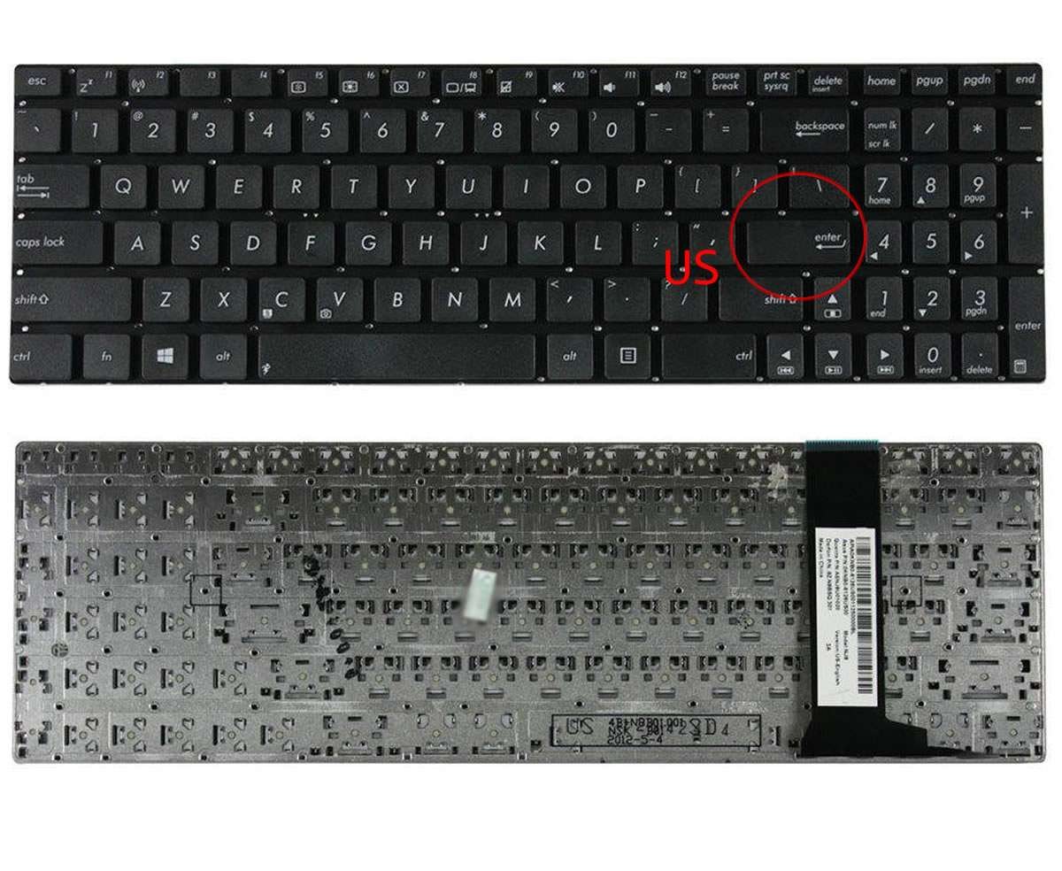Tastatura Asus N76VM layout US fara rama enter mic Asus