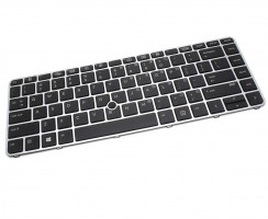 Tastatura HP EliteBook 745 G3 Neagra cu Rama Gri iluminata backlit. Keyboard HP EliteBook 745 G3 Neagra cu Rama Gri. Tastaturi laptop HP EliteBook 745 G3 Neagra cu Rama Gri. Tastatura notebook HP EliteBook 745 G3 Neagra cu Rama Gri