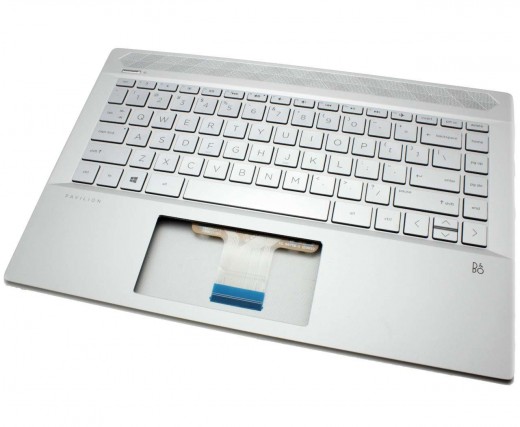 Tastatura HP Pavilion 14-CE argintie cu Palmrest argintiu iluminata backlit. Keyboard HP Pavilion 14-CE argintie cu Palmrest argintiu. Tastaturi laptop HP Pavilion 14-CE argintie cu Palmrest argintiu. Tastatura notebook HP Pavilion 14-CE argintie cu Palmrest argintiu