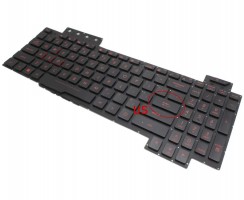 Tastatura Asus TUF Gaming FX80 neagra cu iluminare rosie pe marginea tastelor iluminata. Keyboard Asus TUF Gaming FX80. Tastaturi laptop Asus TUF Gaming FX80. Tastatura notebook Asus TUF Gaming FX80