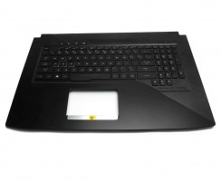 Tastatura Asus Rog GL703GE neagra cu Palmrest negru iluminata backlit. Keyboard Asus Rog GL703GE neagra cu Palmrest negru. Tastaturi laptop Asus Rog GL703GE neagra cu Palmrest negru. Tastatura notebook Asus Rog GL703GE neagra cu Palmrest negru