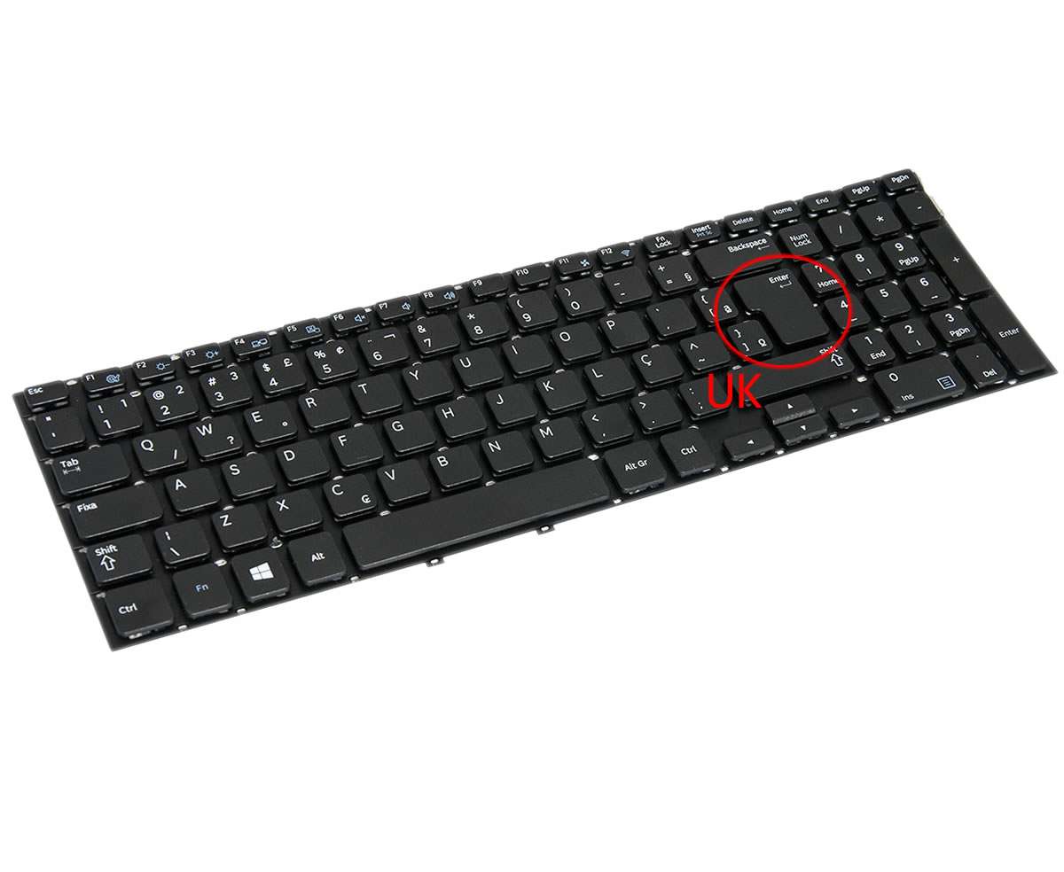 Tastatura neagra Samsung NP350V5C layout UK fara rama enter mare imagine 2021 powerlaptop.ro