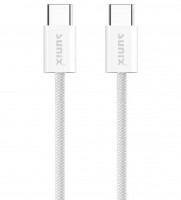 Cablu USB-C 60W 1m textil impletit Sunix Premium SCIP10 Alb