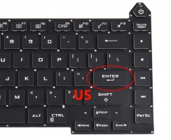 Tastatura Neagra Asus ROG Strix G15 G513RC iluminata RGB layout US fara rama enter mic