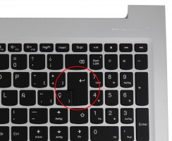 Tastatura Lenovo SN20M53007 Neagra cu Palmrest Argintiu cu TouchPad iluminata backlit