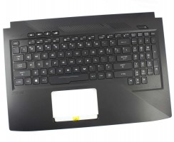 Tastatura Asus 1KAHZZU001M neagra cu Palmrest negru iluminata backlit. Keyboard Asus 1KAHZZU001M neagra cu Palmrest negru. Tastaturi laptop Asus 1KAHZZU001M neagra cu Palmrest negru. Tastatura notebook Asus 1KAHZZU001M neagra cu Palmrest negru