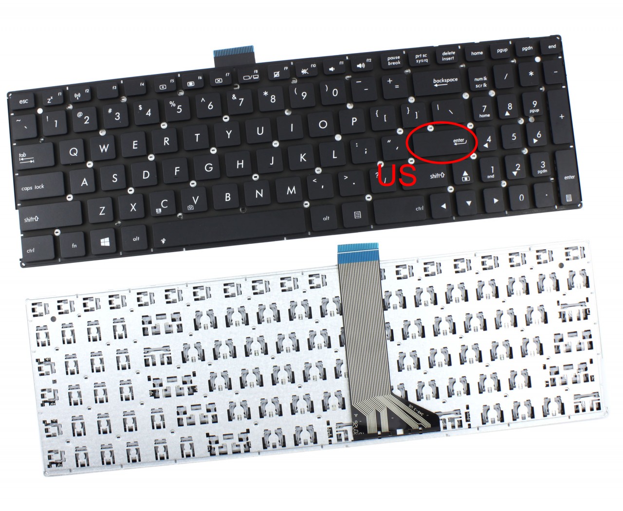 Tastatura Asus F555LD layout US fara rama enter mic