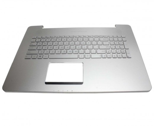 Tastatura Asus N752VX argintie cu Palmrest argintiu. Keyboard Asus N752VX argintie cu Palmrest argintiu. Tastaturi laptop Asus N752VX argintie cu Palmrest argintiu. Tastatura notebook Asus N752VX argintie cu Palmrest argintiu