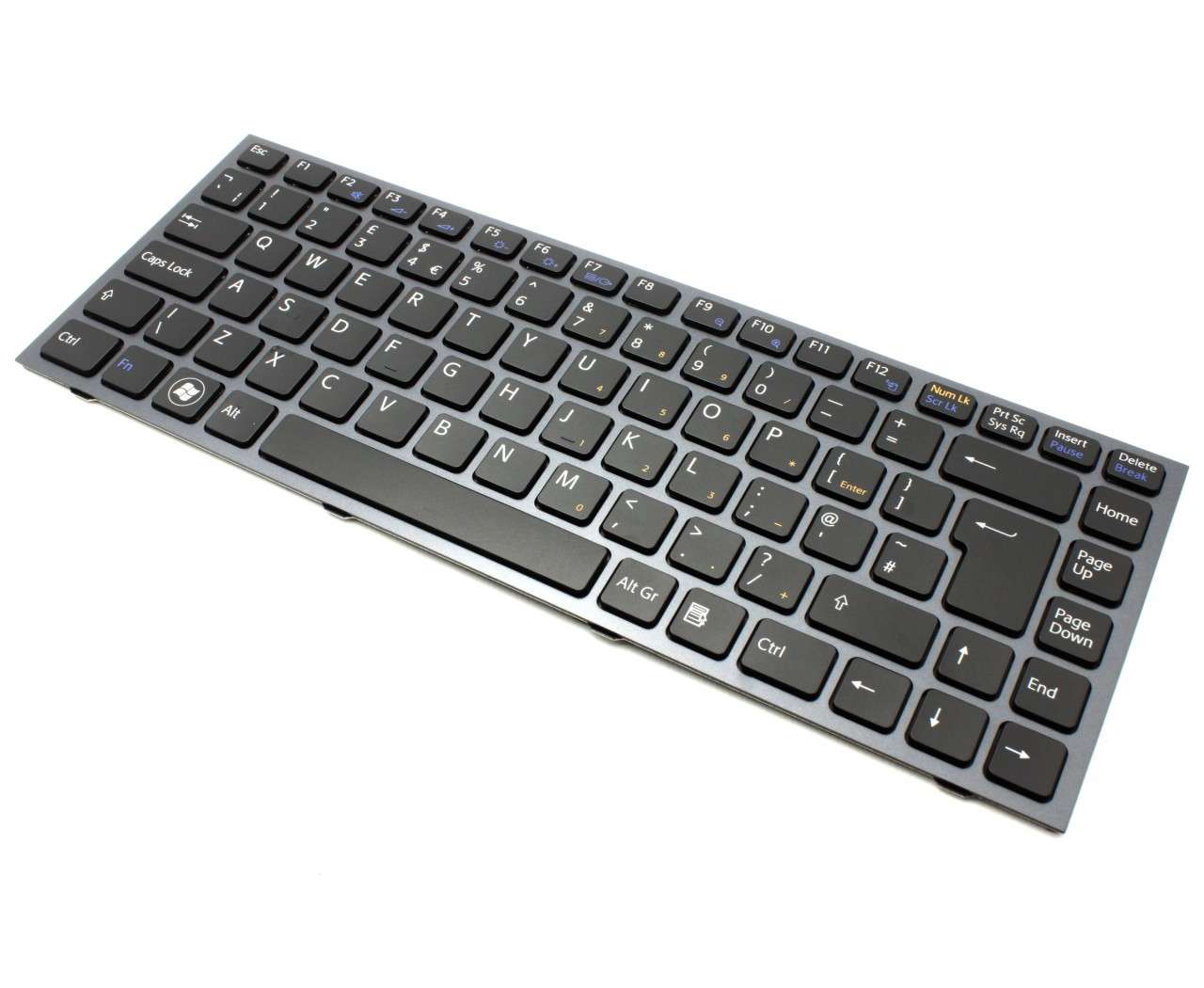 Tastatura Sony Vaio VPCS115FG G Neagra cu Rama Gri iluminata backlit
