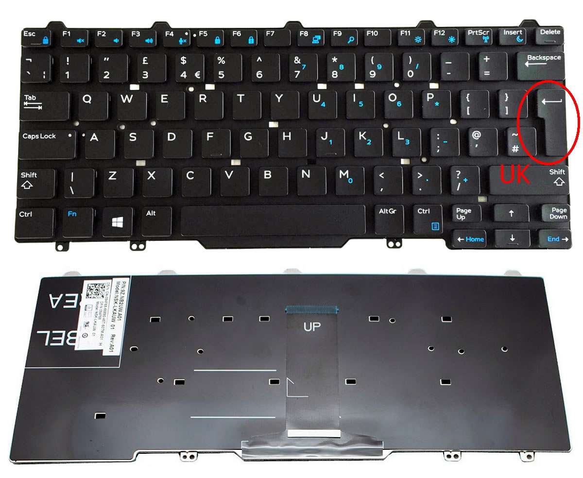 Tastatura Dell Latitude E7470 layout UK fara rama enter mare SINGLE POINT Dell imagine noua 2022