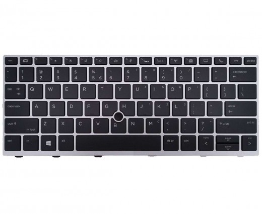 Tastatura HP EliteBook 830 G5 Neagra cu rama argintie iluminata backlit. Keyboard HP EliteBook 830 G5 Neagra cu rama argintie. Tastaturi laptop HP EliteBook 830 G5 Neagra cu rama argintie. Tastatura notebook HP EliteBook 830 G5 Neagra cu rama argintie