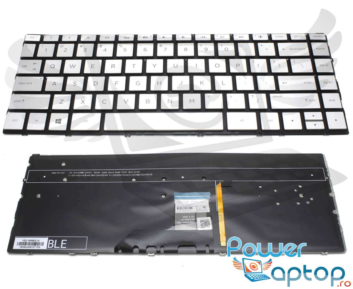 Tastatura HP Spectre x360 13AC Series argintie iluminata backlit