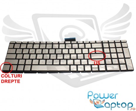 Tastatura HP 15-CB Champagne iluminata. Keyboard HP 15-CB. Tastaturi laptop HP 15-CB. Tastatura notebook HP 15-CB