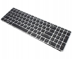 Tastatura HP 6037B0116737 Neagra cu Rama Argintie iluminata backlit. Keyboard HP 6037B0116737 Neagra cu Rama Argintie. Tastaturi laptop HP 6037B0116737 Neagra cu Rama Argintie. Tastatura notebook HP 6037B0116737 Neagra cu Rama Argintie