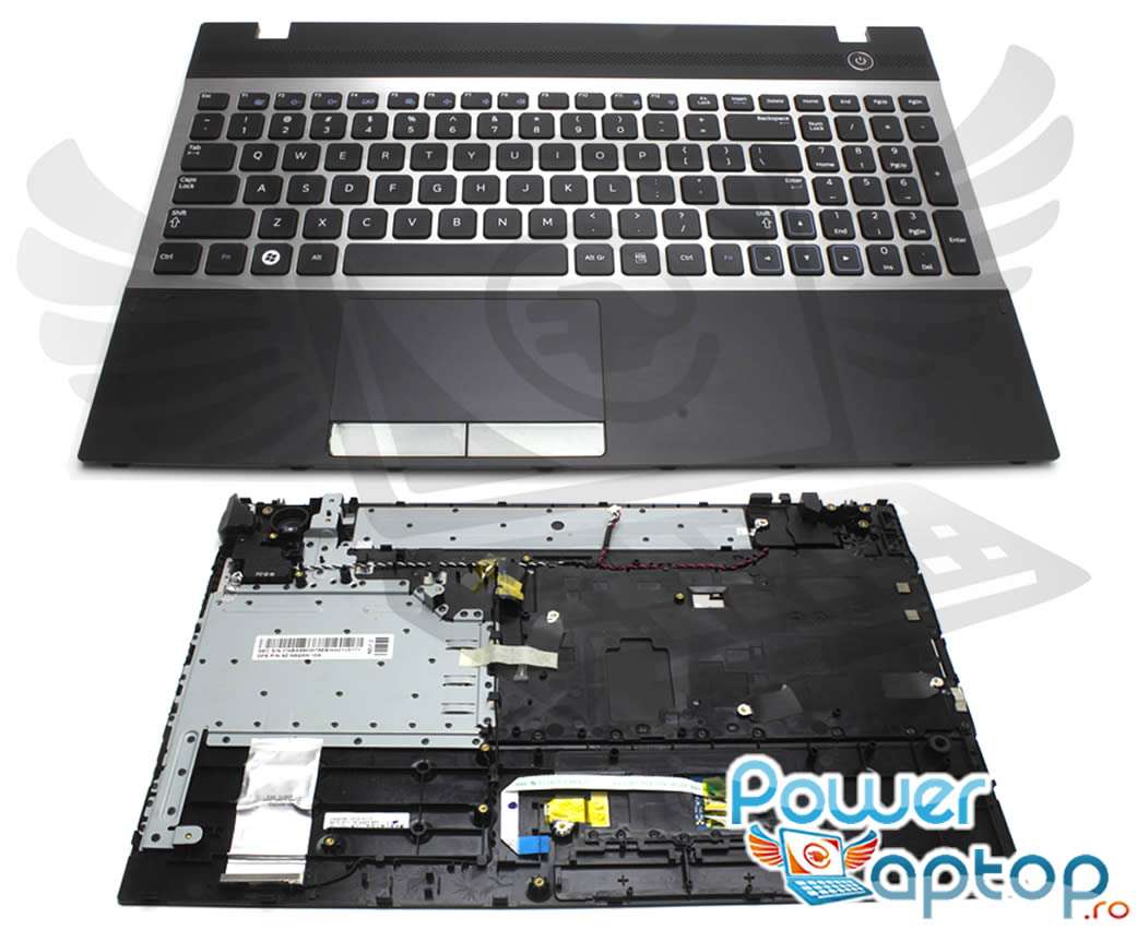 Tastatura Samsung NP300V5C argintie cu Palmrest negru powerlaptop.ro imagine noua reconect.ro