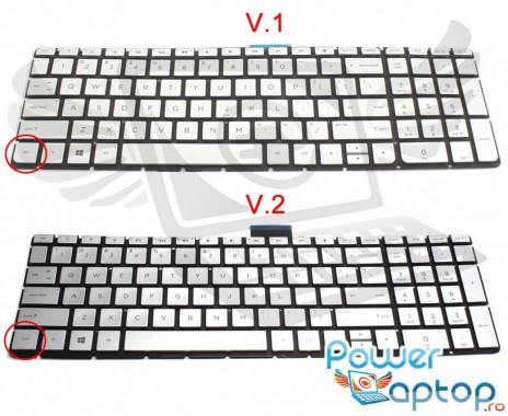 Tastatura HP Pavilion 15-bc009nl argintie iluminata. Keyboard HP Pavilion 15-bc009nl. Tastaturi laptop HP Pavilion 15-bc009nl. Tastatura notebook HP Pavilion 15-bc009nl