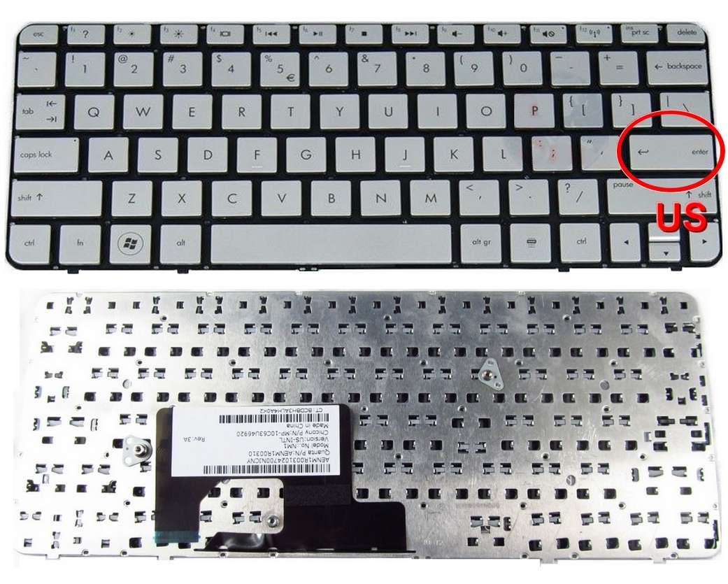 Tastatura HP Mini 110 3000 argintie layout US fara rama enter mic