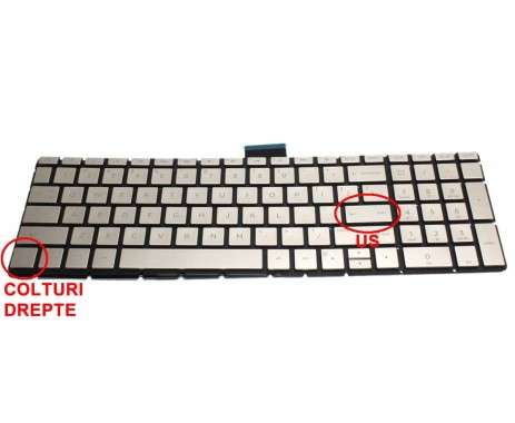 Tastatura HP  15-bw008AX Champagne iluminata. Keyboard HP  15-bw008AX. Tastaturi laptop HP  15-bw008AX. Tastatura notebook HP  15-bw008AX