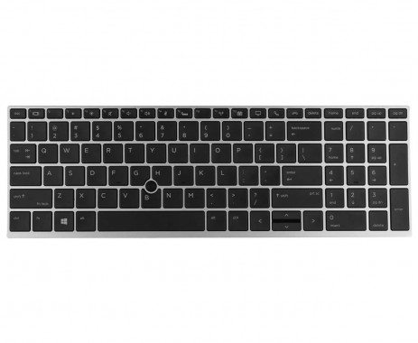 Tastatura HP EliteBook 850 G5 Neagra cu rama argintie iluminata backlit. Keyboard HP EliteBook 850 G5 Neagra cu rama argintie. Tastaturi laptop HP EliteBook 850 G5 Neagra cu rama argintie. Tastatura notebook HP EliteBook 850 G5 Neagra cu rama argintie